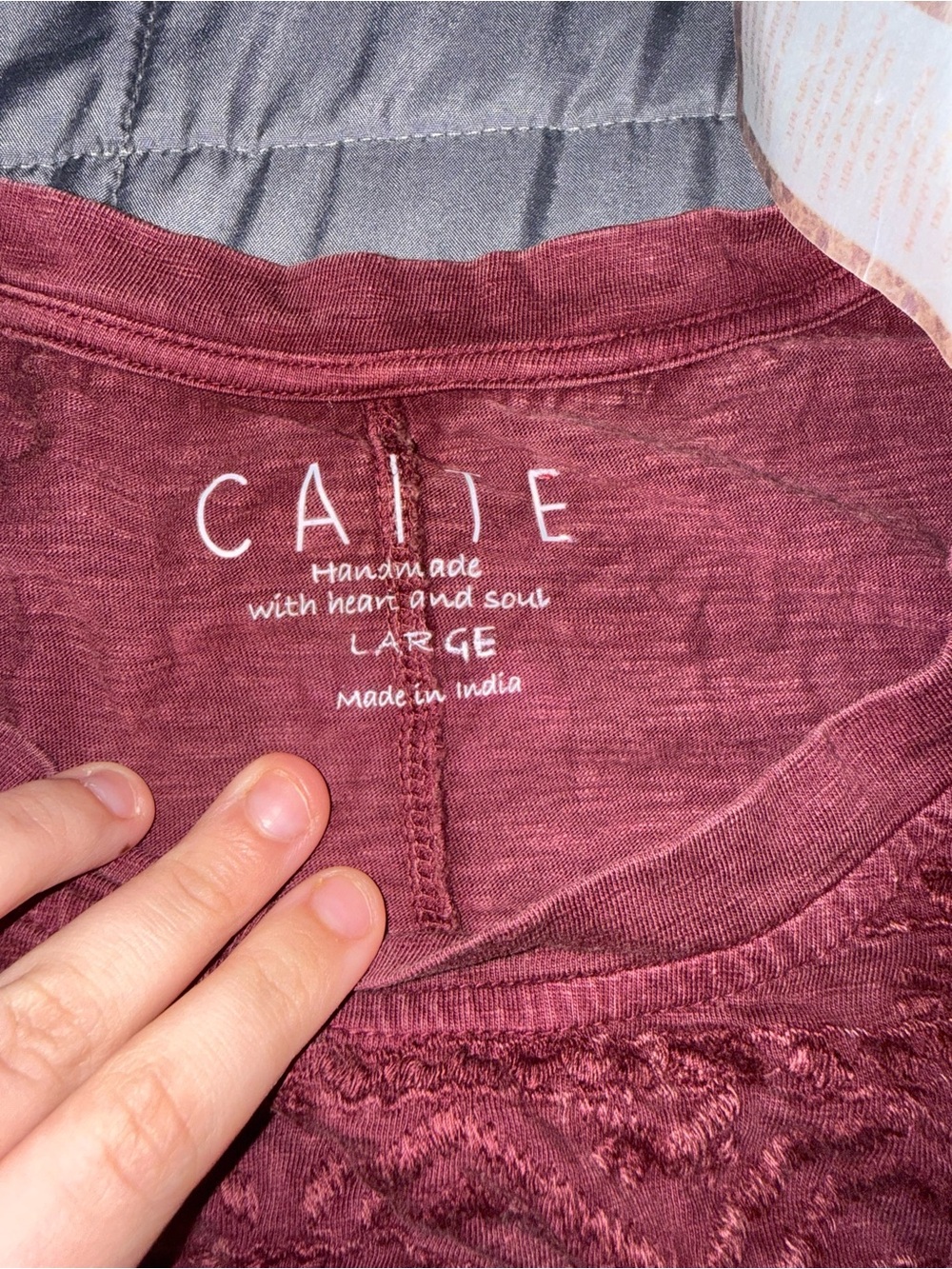Catie Women's Embroidered Long-Sleeve Top - Burgundy - Picture 3 of 5